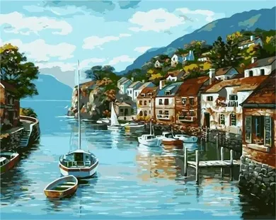 Hobby Maniak, malowanie po numerach, Portowy poranek, 40-50 cm