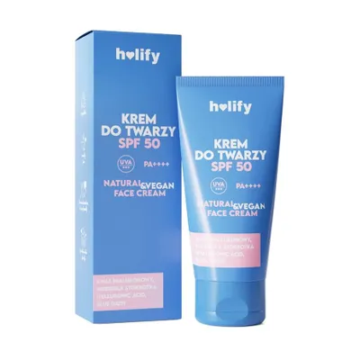 Holify, krem do twarzy hialuronowy SPF50, 50 ml