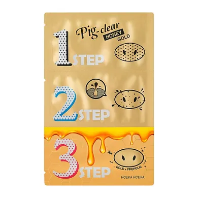 Holika Holika, Pig-Clear Honey Gold, zestaw plasterków oczyszczających z zaskórników, 3 szt.