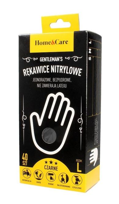 Home & Care, Gentleman's, rękawiczki nitrylowe męskie, rozmiar L, 40 szt.