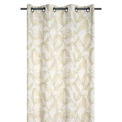Home Styling Collection, Aner, zasłona z nadrukiem beżowych liści, 260-140 cm