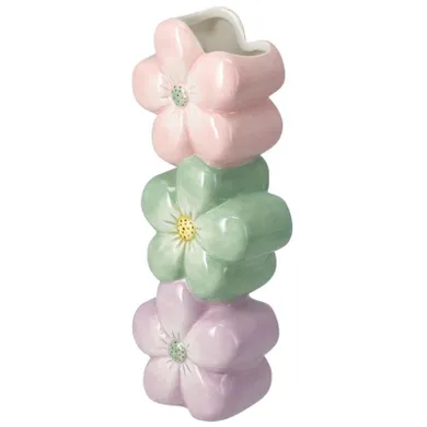 Home Styling Collection, Blomma, ceramiczny wazon dekoracyjny z motywem kwiatów, 23 cm