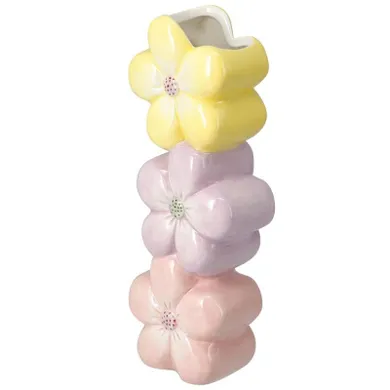 Home Styling Collection, Blomma, ceramiczny wazon dekoracyjny z motywem kwiatów, 23 cm