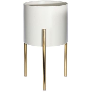 Home Styling Collection, doniczka na stojaku, biała na złotych nóżkach, 35-20 cm