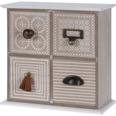 Home Styling Collection, drewniana szafka z 4 szufladkami na drobiazgi