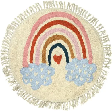 Home Styling Collection, dywan dziecięcy okrągły, Tęcza, z frędzlami, bawełniany, Ø 90 cm