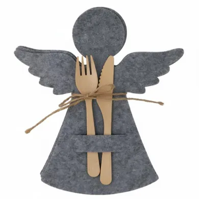 Home Styling Collection, filcowa kieszonka na sztućce w kształcie aniołka, 22-20 cm