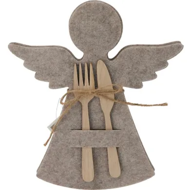 Home Styling Collection, filcowa kieszonka na sztućce w kształcie aniołka, 22-20 cm