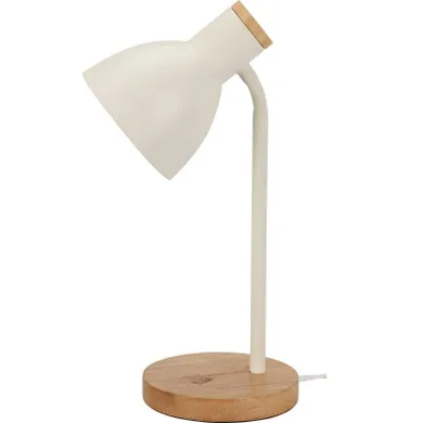 Home Styling Collection, lampka na biurko w skandynawskim stylu, drewniana podstawa, 14-36 cm