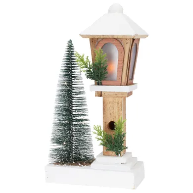 Home Styling Collection, latarnia, figurka z drewna jodłowego z LED, 37 cm