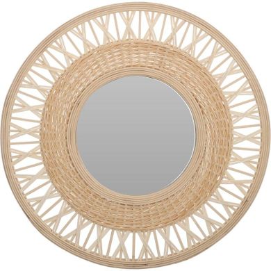 Home Styling Collection, lustro okrągłe, rama z bambusowej plecionki, Ø 56 cm