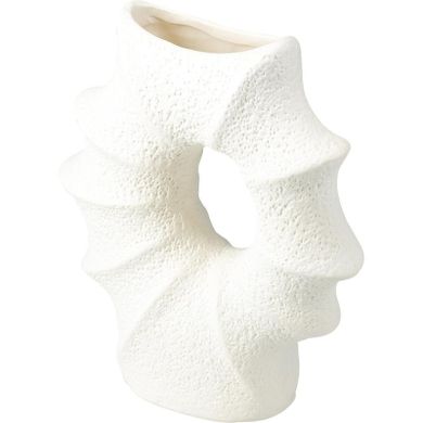 Home Styling Collection, Muri, porcelanowy wazon w kształcie muszli, biały, 21-7-23.5 cm