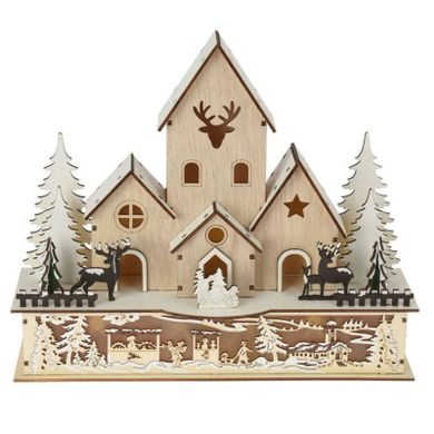 Home Styling Collection, ozdoba świąteczna na okno, Zimowe miasteczko, świecąca, LED