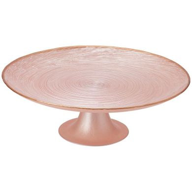 Home Styling Collection, patera na tort, na nóżce, szklana, różowa, 28 cm