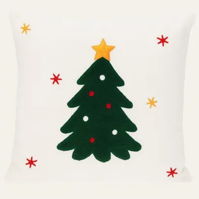 Home Styling Collection, poduszka dekoracyjna, świąteczny wzór, biała, 44-44 cm