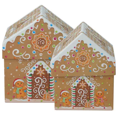 Home Styling Collection, pudełka świąteczne w kształcie domku, 2 szt.