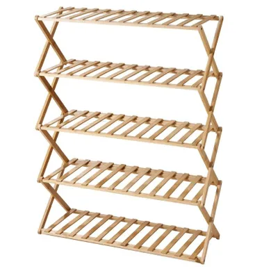 Home Styling Collection, Roniv, stojak na buty 5-poziomowy, bambusowy, 67-25-87 cm