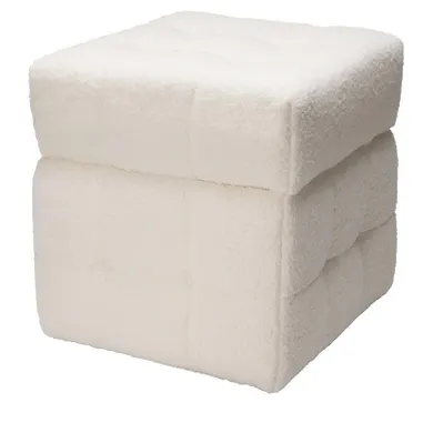Home Styling Collection, Square, pufa ze schowkiem kostka, tapicerka baranek, 38-38-37 cm