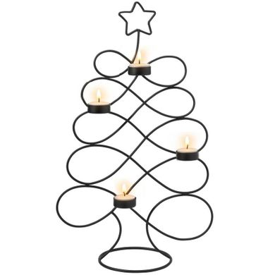 Home Styling Collection, świecznik, choinka, metalowy, czarny, 49 cm