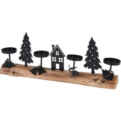 Home Styling Collection, świecznik na 4 tealighty, scenka zimowa