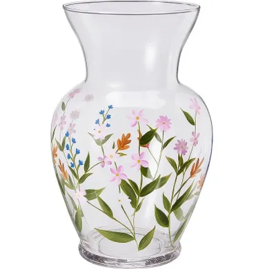 Home Styling Collection, szklany wazon na kwiaty, z wzorami kwiatowymi, 16.5-16.5-27 cm