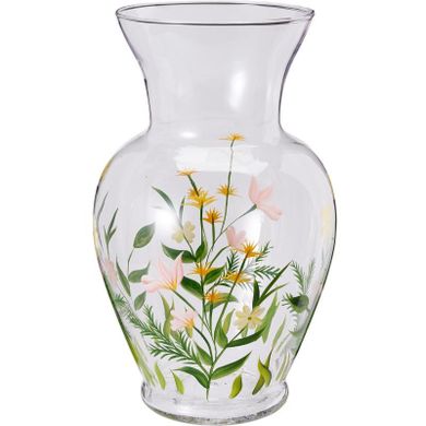 Home Styling Collection, szklany wazon na kwiaty, z wzorami kwiatowymi, 16.5-16.5-27 cm