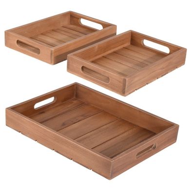 Home Styling Collection, zestaw tac dekoracyjnych, Teak, 3 elementy