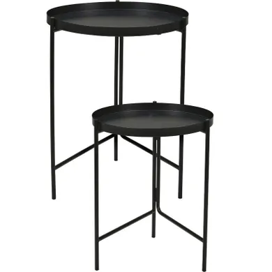 Home Styling Collection, Zestaw, zestaw dwóch stolików pomocniczych z metalu, średnica 31cm, średnica 36 cm
