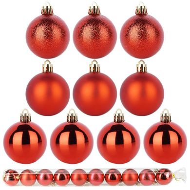 Home Styling Decoration, bombki choinkowe, nietłukące, czerwone, 5 cm, 10 szt.