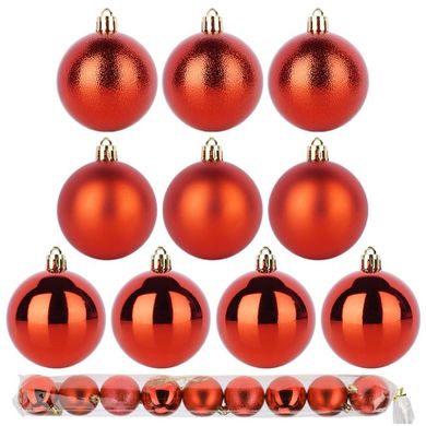 Home Styling Decoration, bombki choinkowe, nietłukące, czerwone, 6 cm, 9 szt.