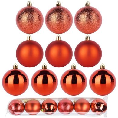 Home Styling Decoration, bombki choinkowe, nietłukące, czerwone, 7 cm, 6 szt.