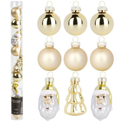 Home Styling Decoration, bombki choinkowe, nietłukące, złote, 3/5 cm, 9 szt.