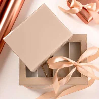 Homla, Aerla, szkatułka, szklana beżowa, 19-15-8 cm