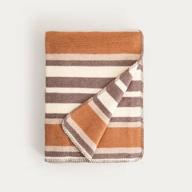 Homla, Alabas, koc w pasy, beżowy, 150-200 cm