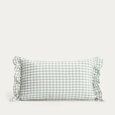 Homla, Alambra, poduszka, w kratkę pistacjowa, 30-50 cm