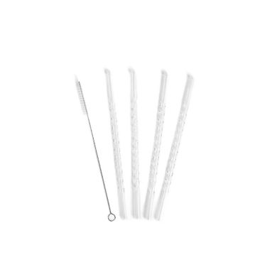 Homla, Alcole, zestaw słomek, szklanych z czyścikiem, 5 szt.