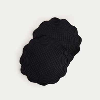 Homla, Alven, maty stołowe, czarne okrągłe z pikowaniem, 38 cm, 2 szt.