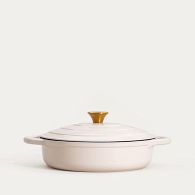 Homla, Andreas, garnek żeliwny, beżowy płaski, 28 cm, 2,5l