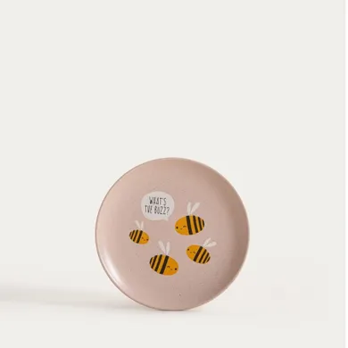 Homla, Annbee, talerz, z pszczołą różowy, 16 cm