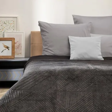 Homla, Aurum, narzuta welwetowa z pikowaniem, czarna, 220-240 cm, 745737