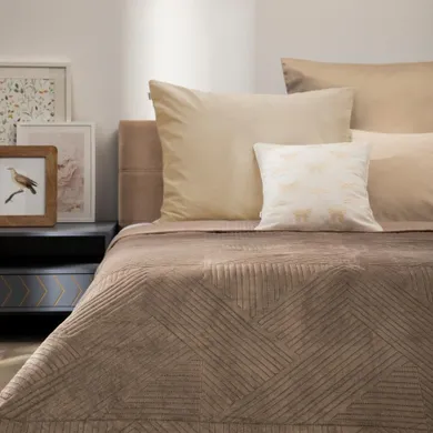 Homla, Aurum, narzuta welwetowa z pikowaniem, złota, 220-240 cm, 745577