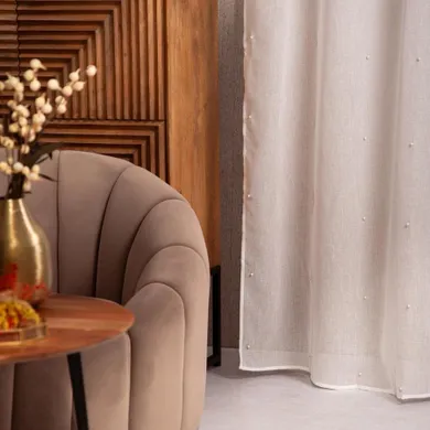 Homla, B2 Essentials Milan With Pearsl, Tape, firanka, biała z perłami i taśmą, 140-250 cm