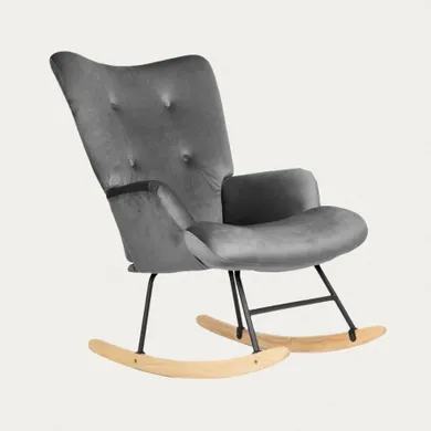 Homla, B2 Moss Plus, fotel, 2w1 welurowy szary, 70-95 cm