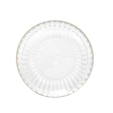 Homla, Barrel, talerzyk szklany, w paski ze złotym rantem, 15 cm