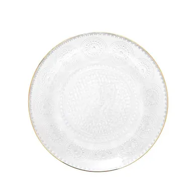 Homla, Barrel, talerzyk szklany, wzorzysty ze złotym rantem, 15 cm