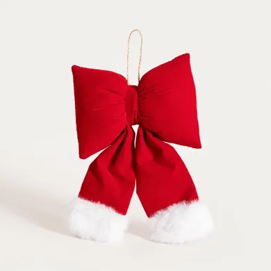 Homla, Bowe, kokarda, czerwona z białym futerkiem, 15-20 cm