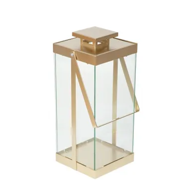 Homla, Brela, lampion, metalowa złota, 15-15-36 cm
