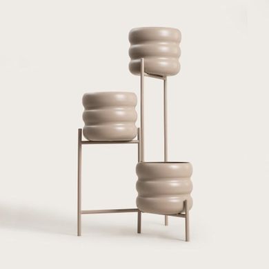 Homla, Buuble, kwietnik potrójny, beżowy, 36-25-60 cm