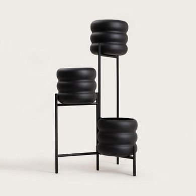 Homla, Buuble, kwietnik potrójny, czarny, 36-25-60 cm