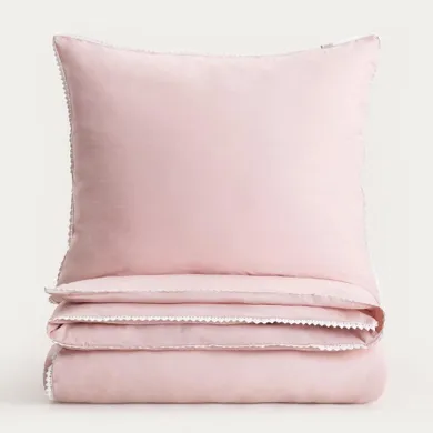 Homla, Cherish Love, pościel, bawełniana różowa z lamówką w serca, 200-220 cm